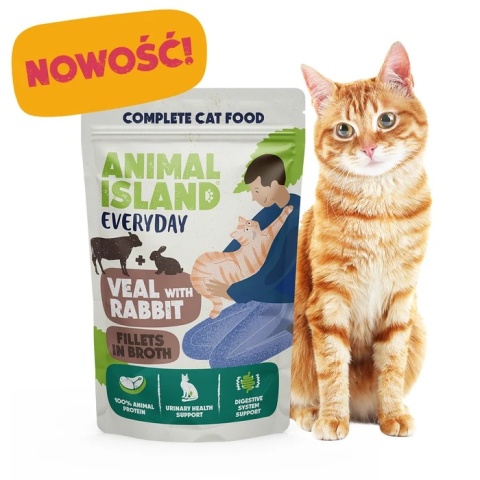 Animal Island 40x85g saszetki - Cielęcina i Królik, Indyk i Tuńczyk fileciki w sosie
