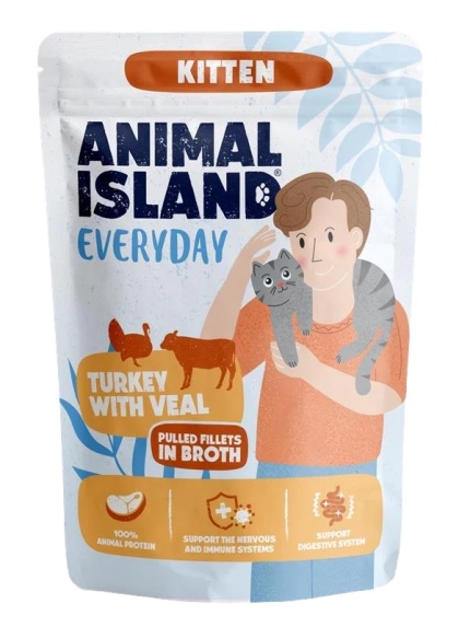 Gratis - Animal Island Saszetka dla kociąt - Indyk z Cielęciną 85g