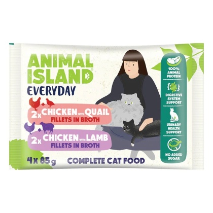 Animal Island Saszetki Kurczak i Jagnięcina oraz Kurczak i Przepiórka 4x85g