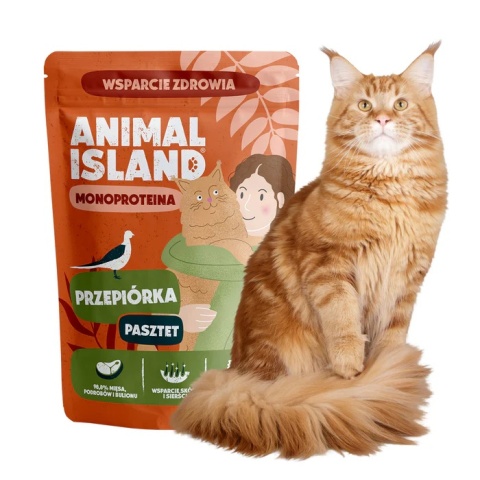 Animal Island Zestaw saszetek - karma mokra dla kota monoproteina Przepiórka 10x100g
