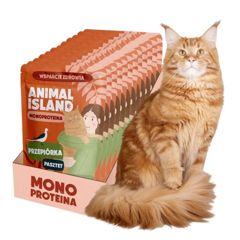 Animal Island Zestaw saszetek - karma mokra dla kota monoproteina Przepiórka 10x100g