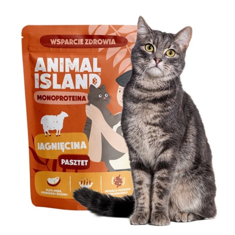 Animal Island Zestaw saszetek - karma mokra dla kota monoproteina Jagnięcina 10x100g