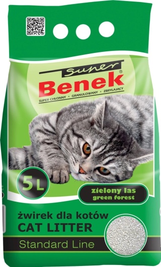Benek Super Compact - żwirek bentonitowy dla kota o zapachu zielonego lasu 5 L