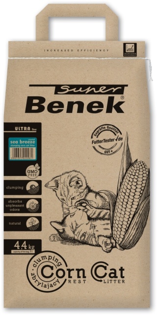 Żwirek Super Benek Corn Cat Ultra Bryza morska 7l - żwirek kukurydziany zbrylający