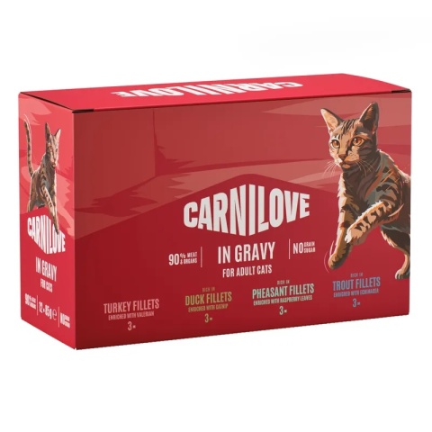 CARNILOVE CAT zestaw saszetek w sosie - Multipack 12x85g mix saszetki dla kota
