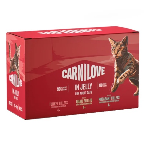 CARNILOVE CAT zestaw saszetek w galaretce - Multipack 12x85g mix saszetki dla kota