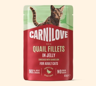 Carnilove Carnilove Jelly przepiórka z mniszkiem -filety w galaretce z saszetka 85g