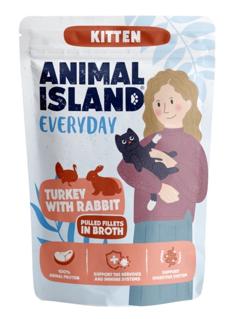 Gratis - Animal Island Saszetka dla kociąt - Indyk z Królikiem 85g