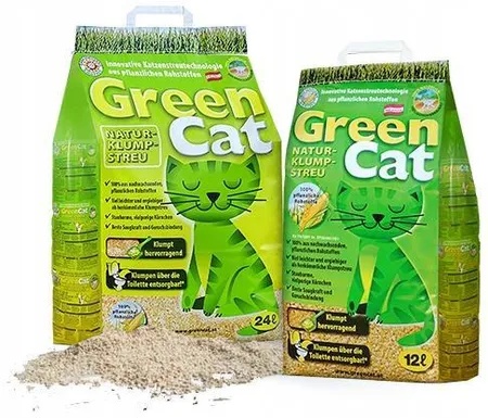 Green Cat Żwirek kukurydziany dla kota 24L - żwirek zbrylający drobnoziarnisty