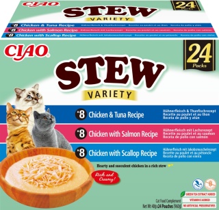 Inaba Ciao Stew Box Mix smaków 24 sztuki- zupka potrawka w sosie dla kota 960g