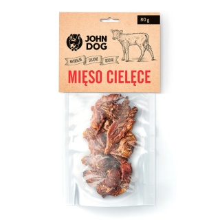 Suszone mięso cielęce  dla kota John Dog - przysmak monoproteinowy 80g