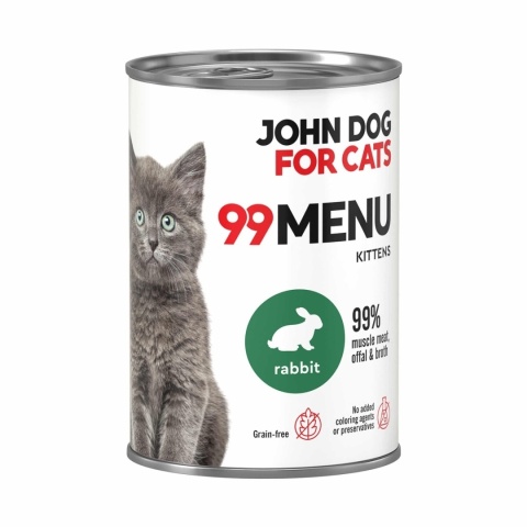 Karma mokra 99 MENU John Dog for Cats dla kociąt królik 400g