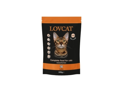 Lovcat Kompletna karma dla kota indyk, saszetka 100g