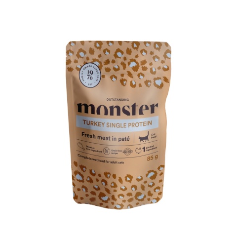 Monster Cat Indyk monoproteinowa, karma premium saszetka 85g