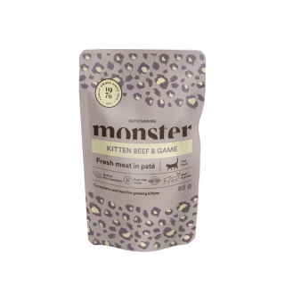 Monster Cat wołowina z dziczyzną dla kociąt, karma premium saszetka 85g