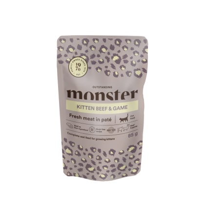 Monster Cat wołowina z dziczyzną dla kociąt, karma premium saszetka 85g