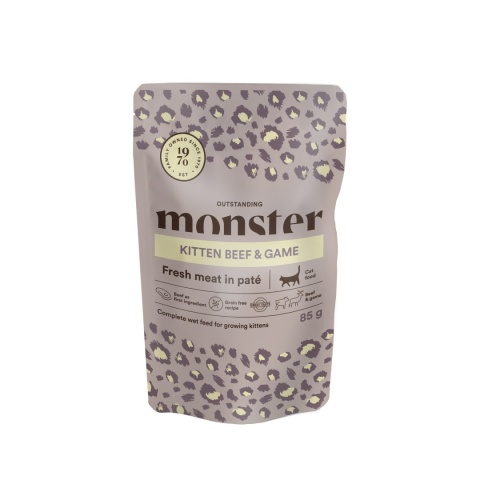 Monster Cat wołowina z dziczyzną dla kociąt, karma premium saszetka 85g