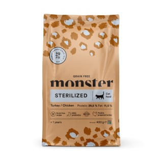 Monster Cat Grain Free Sterilized 400g Bezzbożowa karma dla dorosłych kotów po sterylizacji z indykiem i kurczakiem