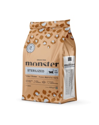 Monster Cat Grain Free Sterilized 400g Bezzbożowa karma dla dorosłych kotów po sterylizacji z indykiem i kurczakiem