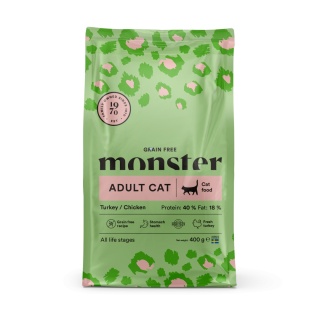 Monster Cat Grain Free Adult 400g- Bezzbożowa karma dla dorosłych kotów z kurczakiem i indykiem
