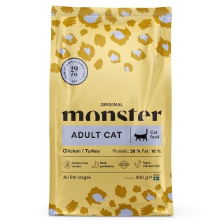 Monster Cat Original Adult Cat 400g- Bezzbożowa karma dla dorosłych kotów z Indykiem i Kurczakiem