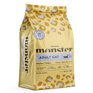 Monster Cat Original Adult Cat 400g- Bezzbożowa karma dla dorosłych kotów z Indykiem i Kurczakiem