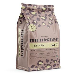 Monster Cat Original Kitten 400g- Bezzbożowa karma dla kociąt z kurczakiem i indykiem