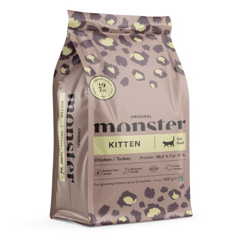 Monster Cat Original Kitten 400g- Bezzbożowa karma dla kociąt z kurczakiem i indykiem