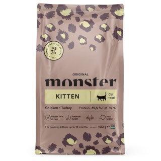 Monster Cat Original Kitten 400g- Bezzbożowa karma dla kociąt z kurczakiem i indykiem