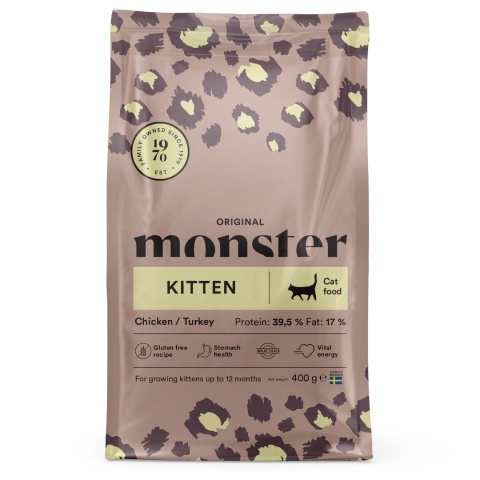 Monster Cat Original Kitten 400g- Bezzbożowa karma dla kociąt z kurczakiem i indykiem