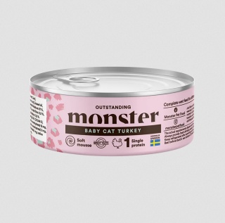 Monster Cat Baby Mousse - karma mokra Monobiałkowa dla kociąt Indyk 100g