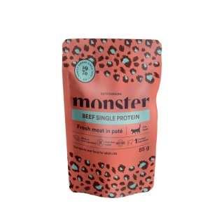 Monster Cat wołowina monoproteinowa, karma premium saszetka 85g