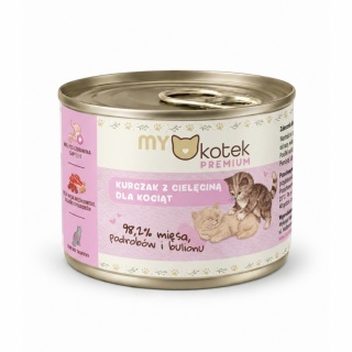 Mykotek Premium Kurczak z Cielęcina, karma dla kociąt 185g