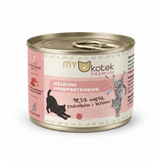 Mykotek Premium Cielęcina, karma monoproteinowa 185g