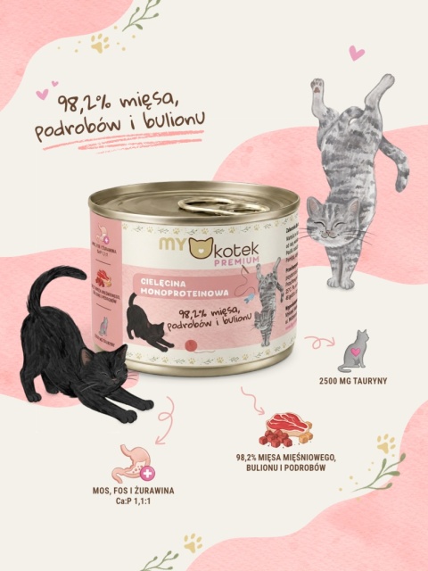 Mykotek Premium Cielęcina, karma monoproteinowa 185g