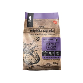Wiejska Zagroda Kurczak z kaczką - Duża karma sucha dla kota 1,6kg