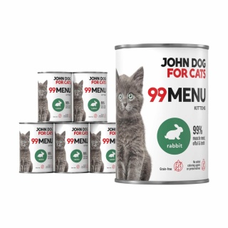 Zestaw Karma mokra MENU dla kociąt 99 John Dog for Cats 6x400g Królik