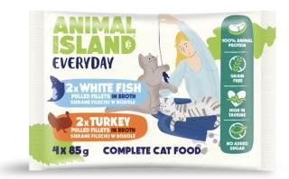 Animal Island Saszetki smaki Indyk i Biała Ryba 4X85g