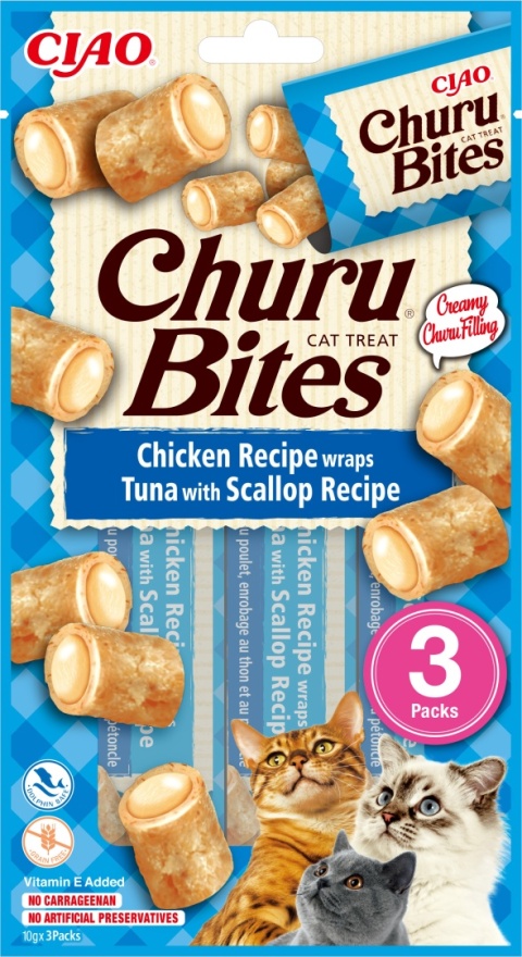 INABA CHURU BITES przysmaki dla kota Kurczak i tuńczyk z przegrzebkami 3x10g INABA CHURU BITES przysmaki dla kota Kurczak i tuńczyk z przegrzebkami 3x10g