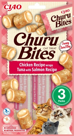 INABA CHURU BITES przysmaki dla kota kurczak, tuńczyk z łososiem 3x10g