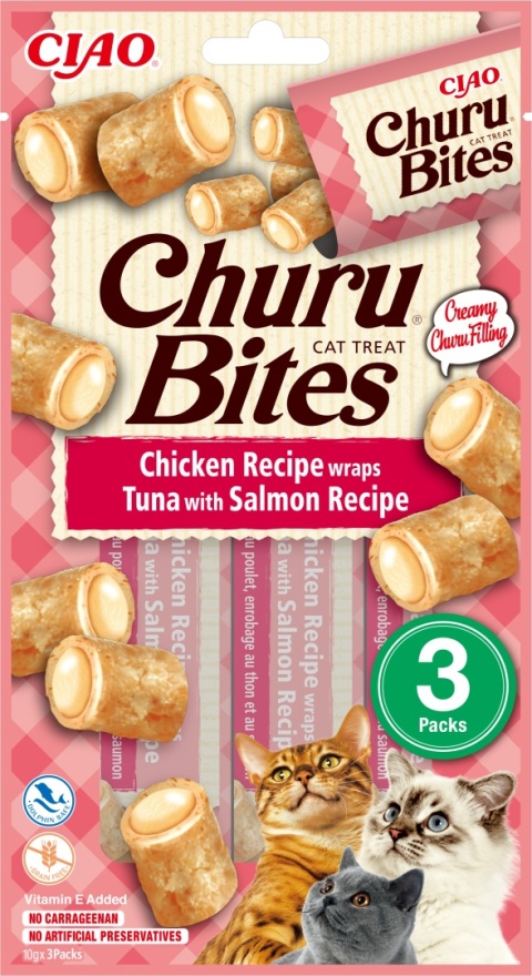 INABA CHURU BITES przysmaki dla kota kurczak, tuńczyk z łososiem 3x10g INABA CHURU BITES przysmaki dla kota kurczak, tuńczyk z łososiem 3x10g
