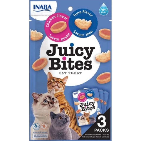 INABA JUICY BITES Wilgotne przysmaki dla kota tuńczyk z kurczakiem 3x11,3g INABA JUICY BITES Wilgotne przysmaki dla kota tuńczyk z kurczakiem 3x11,3g