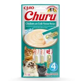 INABA CHURU Kremowe przysmaki dla kotów kurczak i krab 4x14g