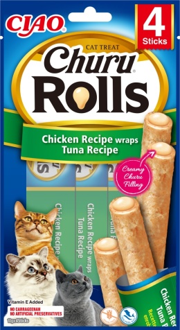 INABA CHURU ROLLS przysmak kurczaka z tuńczykiem 4x10g