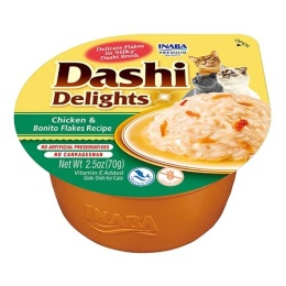 INABA Dashi Delights mus kurczak z płatkami tuńczyka Bonito 70g zupka