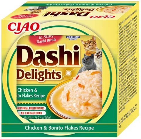 INABA Dashi Delights mus kurczak z płatkami tuńczyka Bonito 70g zupka INABA Dashi Delights mus kurczak z płatkami tuńczyka Bonito 70g zupka