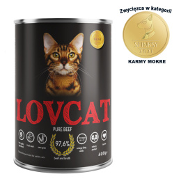Lovcat Kompletna Monoprotinowa karma dla kota Wołowina, 400g