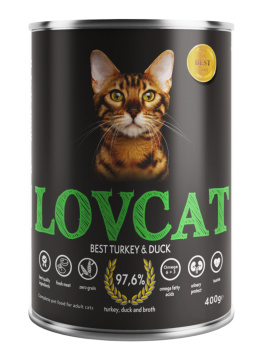 Lovcat Kompletna karma dla kota Indyk z Kaczką, 400g
