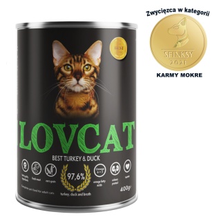 Lovcat Kompletna karma dla kota Indyk z Kaczką, 400g