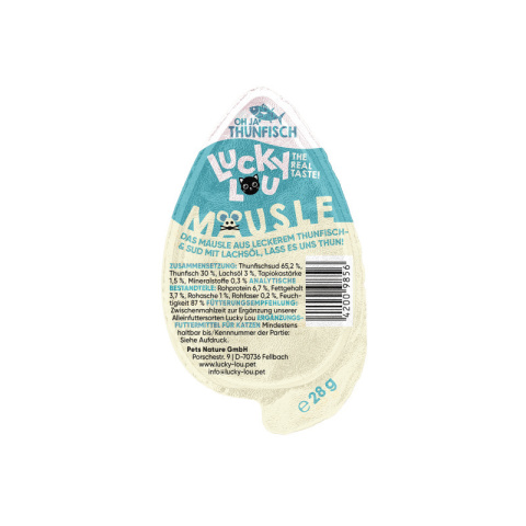 Lucky Lou Mausle Tuńczyk - przysmak w kształcie myszy 28g Lucky Lou Mausle Tuńczyk - przysmak w kształcie myszy 28g